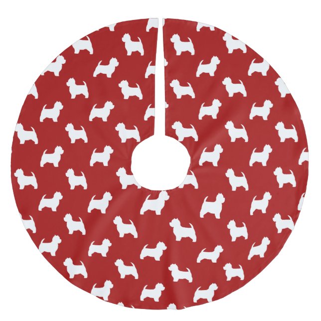West Highland White Terrier Silhouettes Pattern Brushed Polyester Tree Skirt (Front)