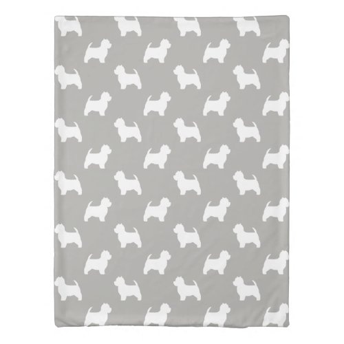 West Highland White Terrier Silhouettes Pattern Duvet Cover