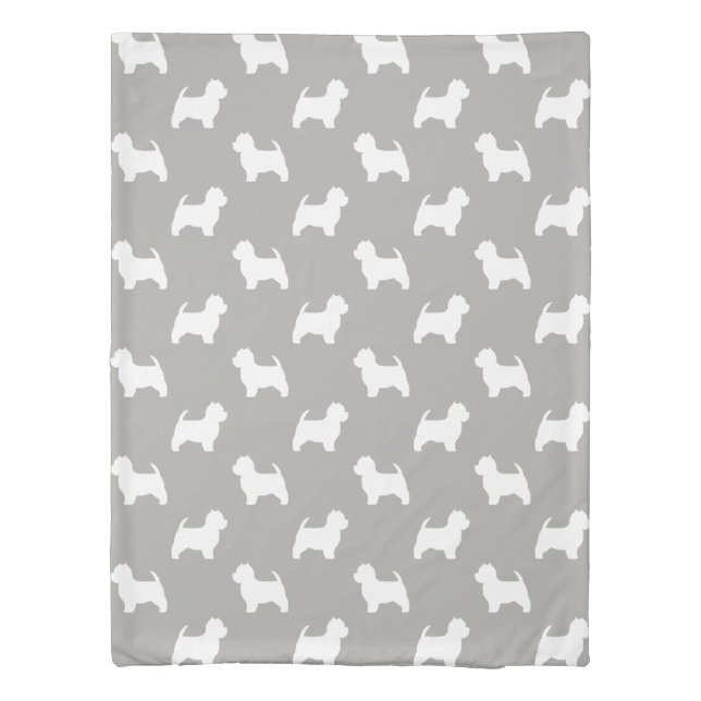 West Highland White Terrier Silhouettes Pattern Duvet Cover (Back)