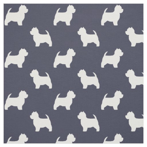 West Highland White Terrier Silhouettes Pattern Fabric