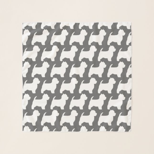 West Highland White Terrier Silhouettes Pattern Scarf (Front)