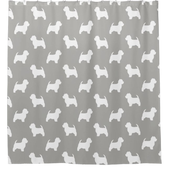 West Highland White Terrier Silhouettes Pattern Shower Curtain (Front)