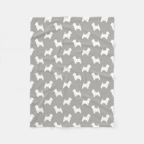 West Highland White Terrier Silhouettes Westie Dog Fleece Blanket