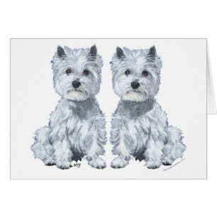 West Highland White Terrier Sitting Twins! Cards