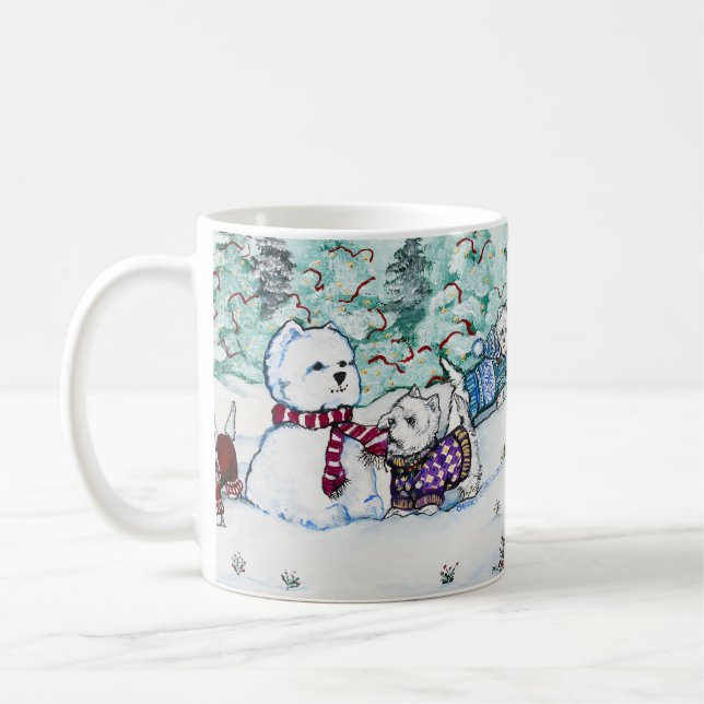 West Highland White Terrier Snowman Coffee Mug (Left)