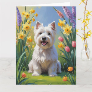 West Highland White Terrier Spring Flowers Card