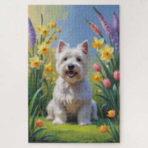 West Highland White Terrier Spring Flowers Jigsaw Puzzle