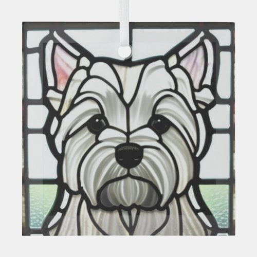 West Highland White Terrier Stained Glass  Glass Ornament