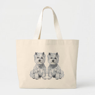 West Highland White Terrier Twins! Large Tote Bag