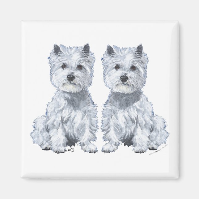 West Highland White Terrier Twins Magnet (Front)
