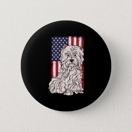 West Highland White Terrier USA Flag Button