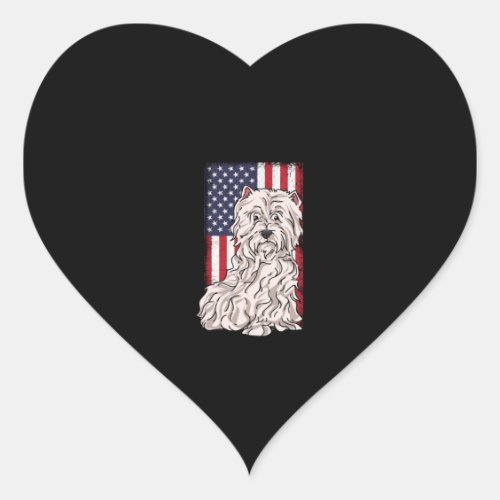 West Highland White Terrier USA Flag Heart Sticker