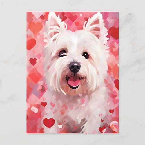 West Highland White Terrier Valentines day Postcard