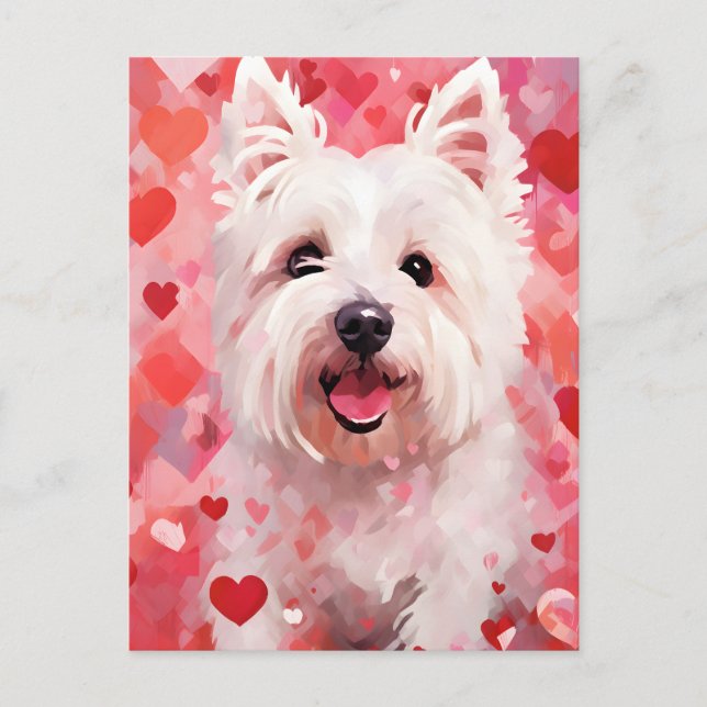 West Highland White Terrier Valentines day Postcard (Front)