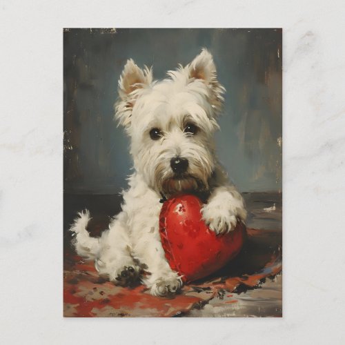 West Highland White Terrier Valentines Day  Postcard