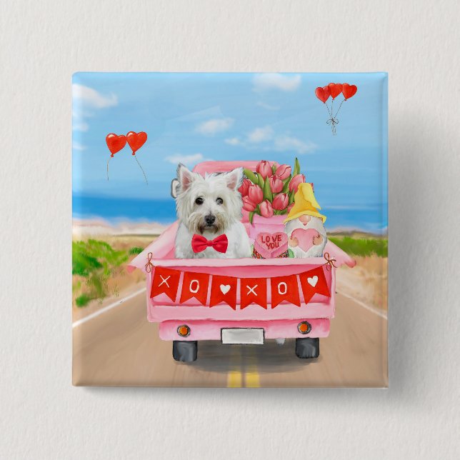 West Highland White Terrier Valentine's Day Truck Button (Front)