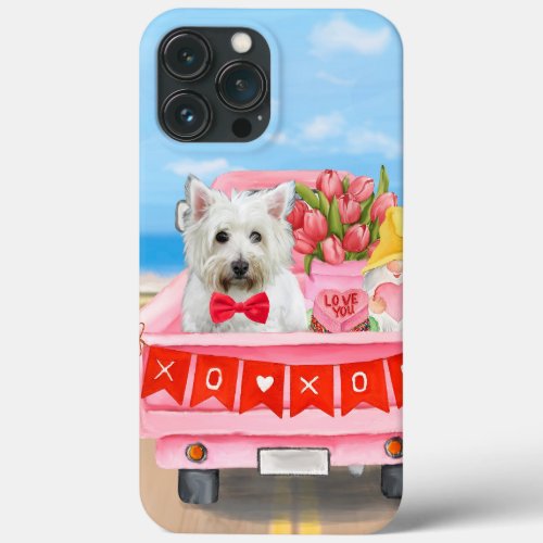 West Highland White Terrier Valentines Day Truck iPhone 13 Pro Max Case