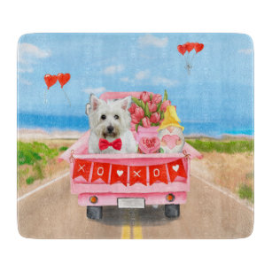 West Highland White Terrier Valentine's Day Truck Cutting Board