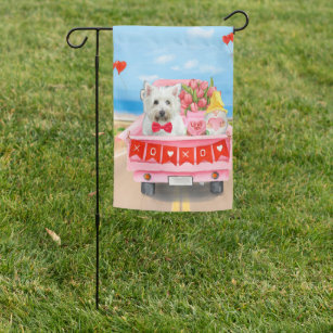 West Highland White Terrier Valentine's Day Truck Garden Flag