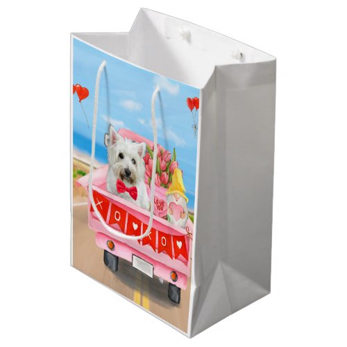 West Highland White Terrier Valentines Day Truck Medium Gift Bag