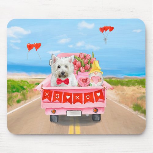 West Highland White Terrier Valentines Day Truck  Mouse Pad