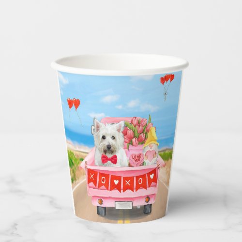 West Highland White Terrier Valentines Day Truck Paper Cups