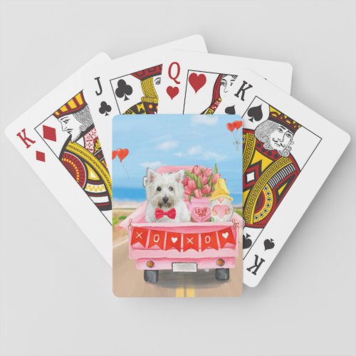 West Highland White Terrier Valentines Day Truck Poker Cards