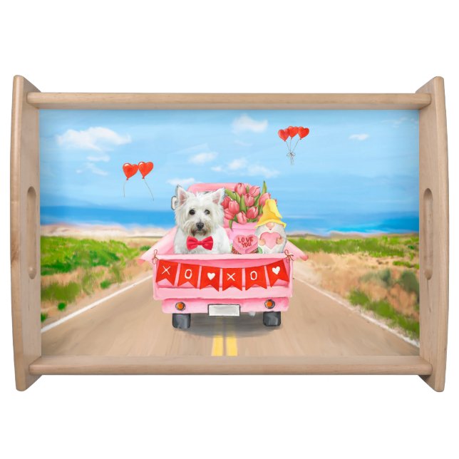 West Highland White Terrier Valentine's Day Truck Serving Tray (Front)