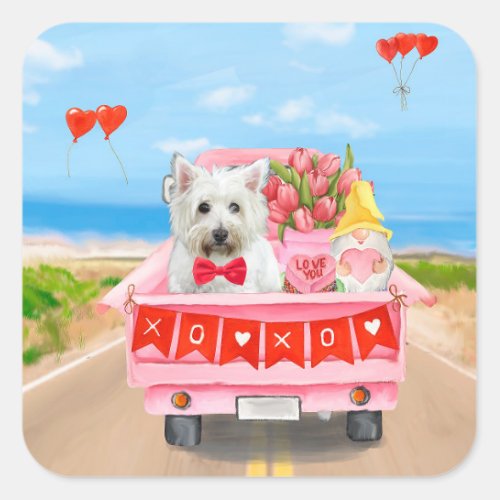 West Highland White Terrier Valentines Day Truck Square Sticker