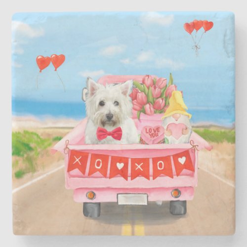 West Highland White Terrier Valentines Day Truck Stone Coaster