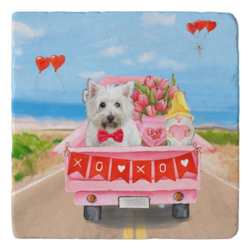 West Highland White Terrier Valentines Day Truck Trivet