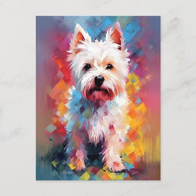 West-Highland-White-Terrier watercolor art Postcard (Front)