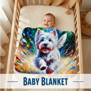 West Highland White Terrier "Westie" Dog Portrait Baby Blanket