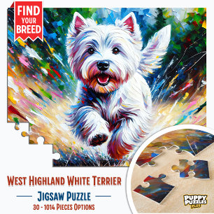 West Highland White Terrier "Westie" Dog Portrait Jigsaw Puzzle