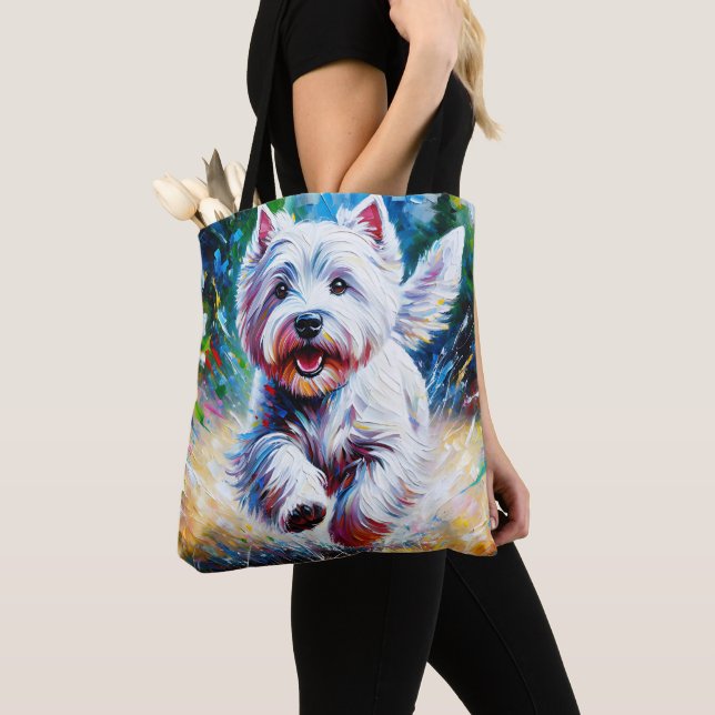 West Highland White Terrier "Westie" Dog Portrait Tote Bag (Close Up)