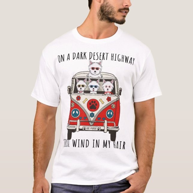 West Highland White Terrier Westie On A Dark Deser T-Shirt (Front)