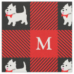 West Highland White Terrier Westie Puppy Plaid Fabric