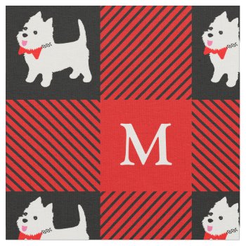 West Highland White Terrier Westie Puppy Plaid Fabric by DoodleDeDoo at Zazzle