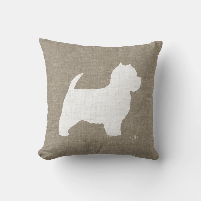 West Highland White Terrier Westie Silhouette Throw Pillow (Front)