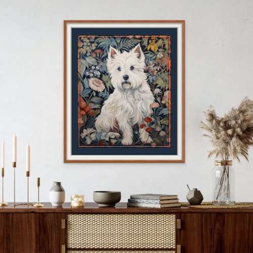 West Highland White Terrier Westie Tapestry Style Photo Print