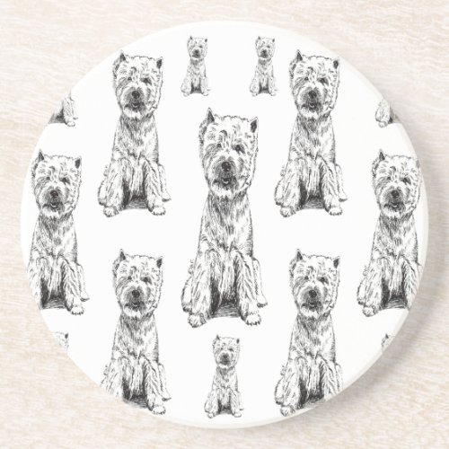 WEST HIGHLAND WHITE TERRIER WESTY _ PATTERN COASTER