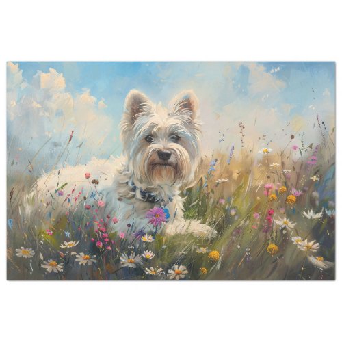 West Highland White Terrier Wildflowers Decoupage Tissue Paper