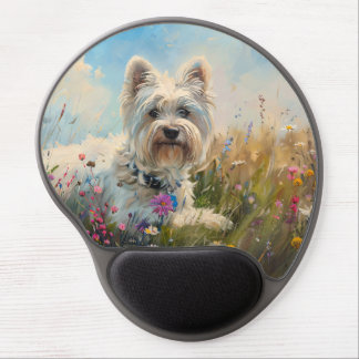 West Highland White Terrier Wildflowers Gel Mouse Pad