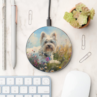 West Highland White Terrier Wildflowers Wireless Charger