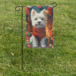 West Highland White Terrier With Christmas Gifts Garden Flag