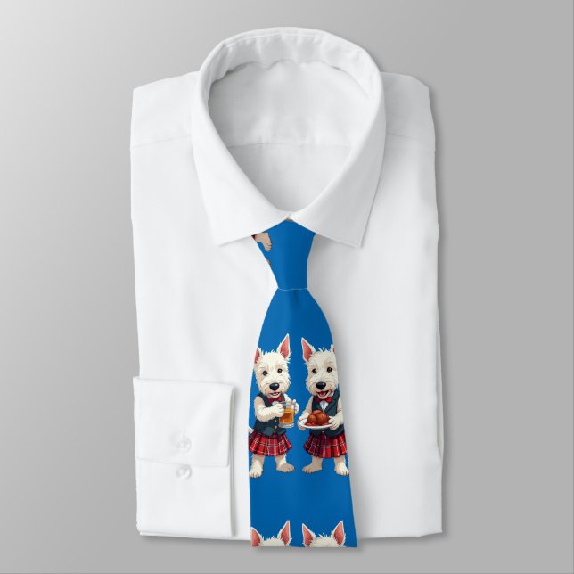 West Highland White Terriers Celebrating Burns Neck Tie (Tied)