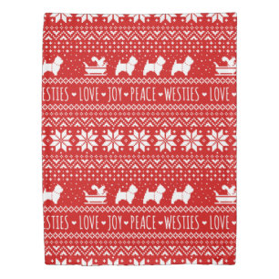 West Highland White Terriers Christmas Westie Dogs Duvet Cover
