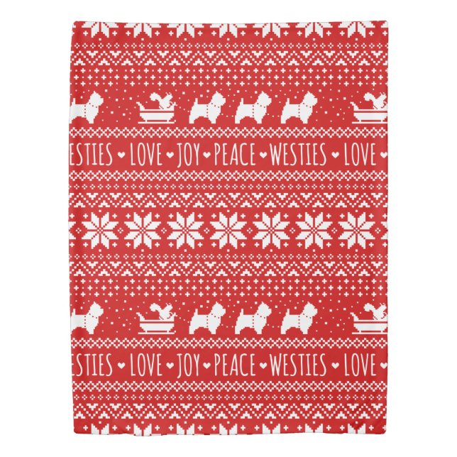 West Highland White Terriers Christmas Westie Dogs Duvet Cover (Front)