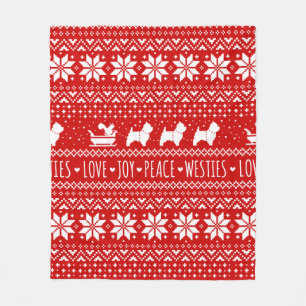 West Highland White Terriers Christmas Westie Dogs Fleece Blanket