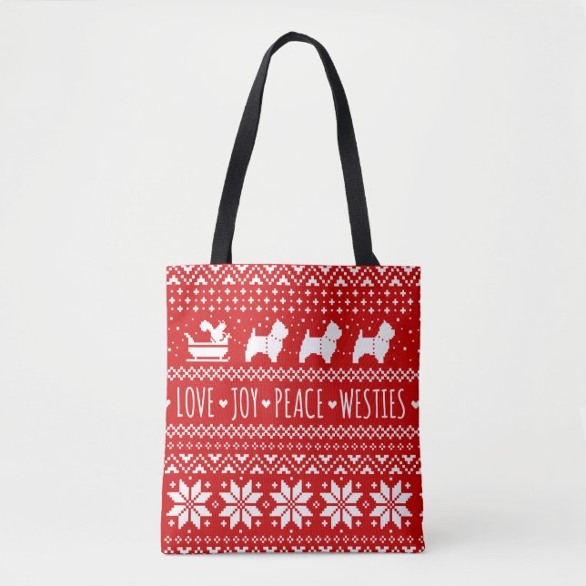 West Highland White Terriers Christmas Westie Dogs Tote Bag (Front)